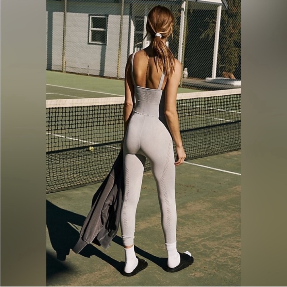 NEW Free People Good Karma High Neck Onesie in Ice Grey - Picture 5 of 7